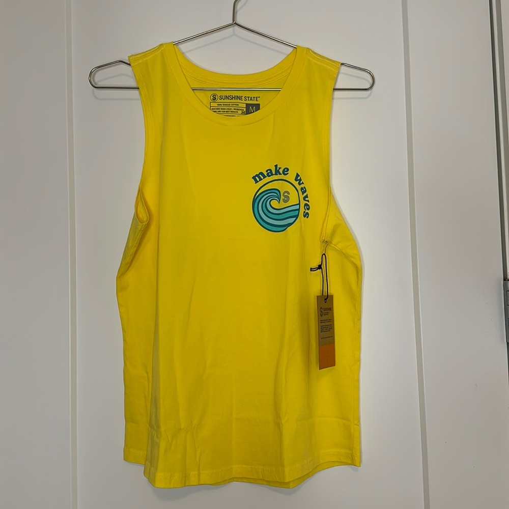 NWT Sunshine State Goods Muscle Tank, Yellow, Size M